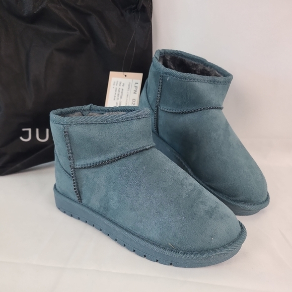 NEW JUST FAB GOBLIN BLUE LYNN SHERPA LINED ANKLE BOOT WOMENS - SIZE 6  CUTE! NWT - Picture 1 of 5